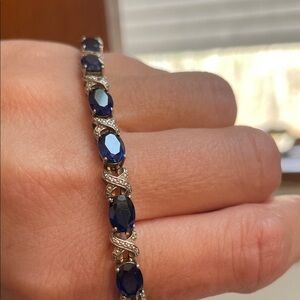 Blue sapphire Link Tennis Bracelet - Elegant Women's Jewelry